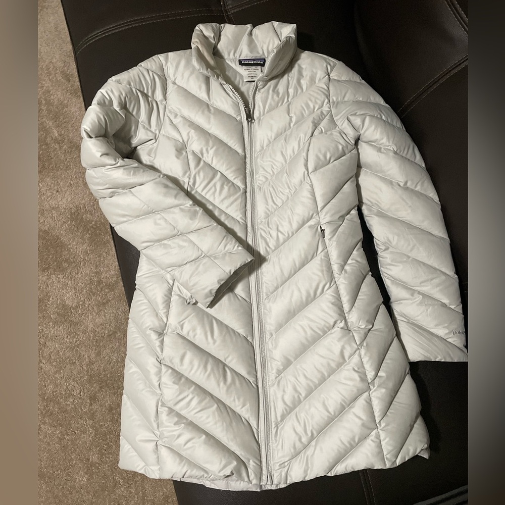 Patagonia Down Jacket Quilted Parka, Light Grey, xSmall